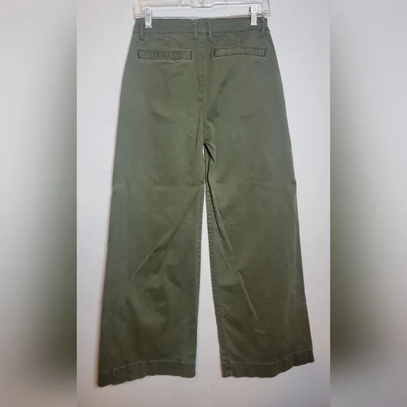 FRAME Tomboy Wideleg Trouser Pants Size 27 Olive Green - Picture 3 of 6